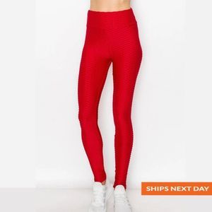 Tiktok Honeycomb Texture Ruched Booty Legging - Honeycomb Pattern - Leggings